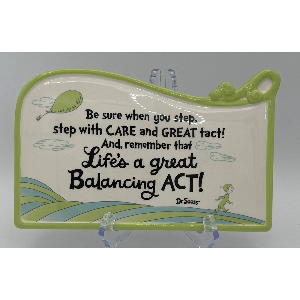 Dr. Seuss Hallmark Life's a Great Balancing Act Ceramic Hanging Tile Plaque EUC